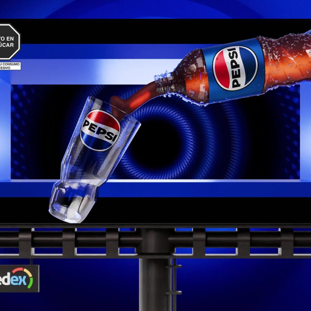 Pepsi Bottle Fills Glass with Soda
