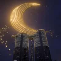 Address Sky View Drones Forming Half Moon