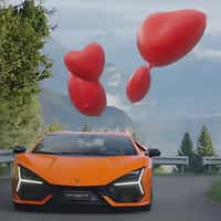 Lamborghini Car Carrying Heart Balloons