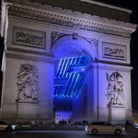 Renault Glowing Number 5 Floats at Arc de Triomphe