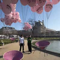 Maisons du Monde Pink Balloons Delivering Chairs