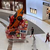 Lamborghini in Giant Shopping Cart in Dubai Mall