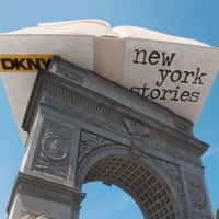 DKNY Book Flipping Above Arch Monument