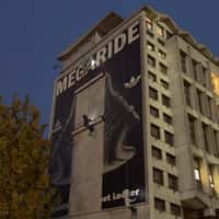 Foot Locker Aliens Installing Billboard on Building