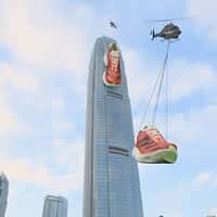 Adidas Running Shoes Spotted On Top Of Building