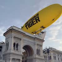 Onitsuka Tiger Airship Carrying Banner in Milan