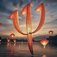 Club Med Logo Lantern Floats Above Lake