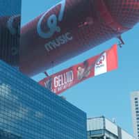 Qmusic Microphone Airship Flies Above Building