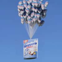 Knoppers Chocolate Bag Carried by Balloons