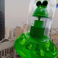 Dulcilabs UFO Liquid Candy Flying Over City