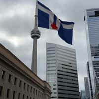 Toronto Flag Waving at CN Tower