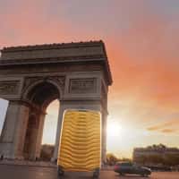 Samsonite Suitcases Rolling on Streets of Paris