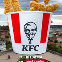 KFC Giant Chicken Bucket Falls Over Tower