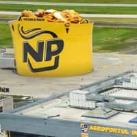 Noodle Pack Bowl Stands on Airport Runway