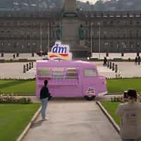 DM Market Pink Ice Cream Truck in Schlossplatz