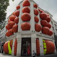 Nike Orange Rubber Puffing Out of Shop Windows