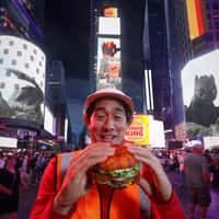 Burger King Man Grabs Burger from Digital Screen