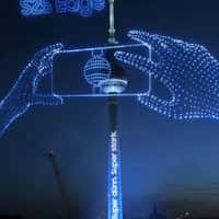 Samsung Drone Show Taking Photo of Tower