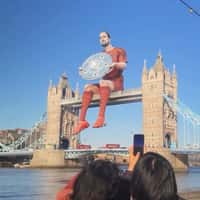 Bundesliga Giant Player Sits on the Bridge