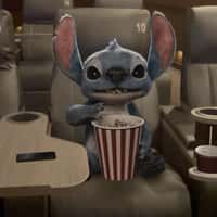 Disney Studios Stitch Watching Movie in Theater