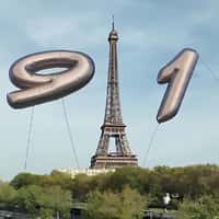 Porsche Number Balloons Tied at Eiffel Tower