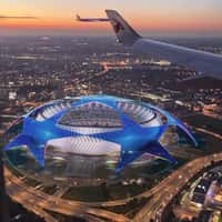 Qatar Airways Blue Stars Logo Covering Stadium