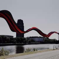 Eintracht Striped Cloth Flying Across the City