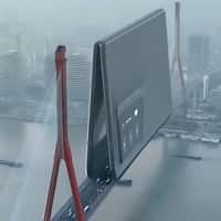 Honor Flip Phone Covering Yangpu Bridge in Shanghai