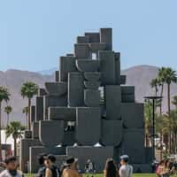 Coachella Rainbow Cylindrical Building Rotates