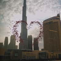 Dubai Mall Red Balloons Form Heart