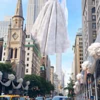 Eva Lendel Bridal Gown Hangs from Helicopter