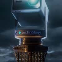 Hisense Projector on Eiffel Tower Beams Logo