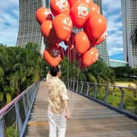 Klook Plane Carries Banner Over Marina Bay Sands
