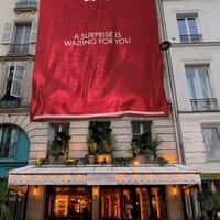 Liu Jo Red Banner Drapes Down Building