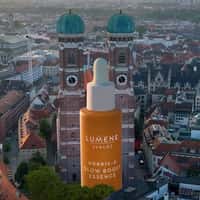 Lumene Serum Bottle Stands at Church