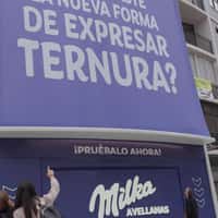 Milka Chocolate Bars Flow from Building