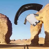 NUFC Arabia Jersey Paragliding on Desert at Elephant Rock