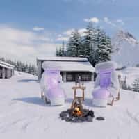 OLEHENRIKSEN Oversized Ski Boots Chill on Winter Slopes