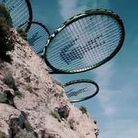Lacoste Tennis Rackets Soaring Above the Court