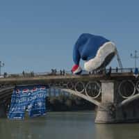 Pepsi Massive Santa Hat and Boxers On Seville Bridge