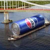Pepsi Massive Can Floats Down the Dnipro River