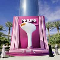 Philips Giant Pink Gift Box Airlifted by Helicopter at Kingdom Centre