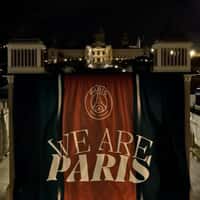 Paris Saint-Germain Giant Banner Lights Up Champs-Élysées