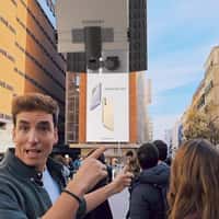 Samsung Galaxy Phone Emerges from Building in Callao Square