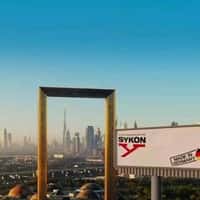 Sykon Giant Golden Frame in Dubai Skyline