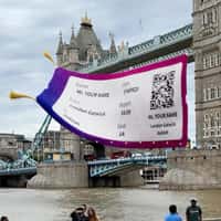 Wizz Air Giant Boarding Pass Flies Over Tower Bridge
