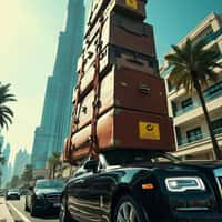 Iranian Club Dubai Giant Suitcases Drive Into Hotel