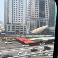 Nissan Convoy Carries Giant UAE Flag