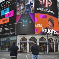 Samsung Man Grabs Popcorn from Digital Screen