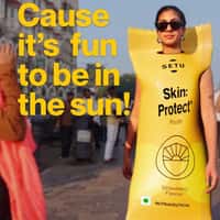 Setu Nutrition Woman in Yellow Sachet Packaging